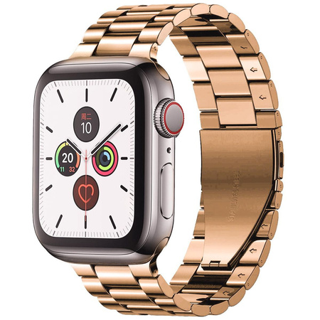 Pasek ze stali nierdzewnej Bizon Strap Watch Aura do Apple Watch 38/40/41/42 mm, różowozłoty