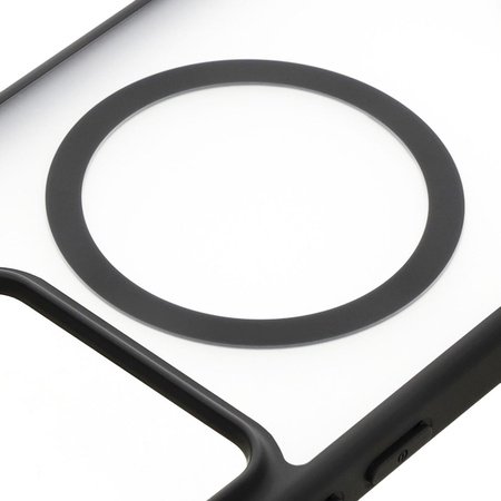 Etui z pierścieniem magnetycznym Bizon Case MatteO do Xiaomi 14T Pro, półprzezroczyste z czarną ramką
