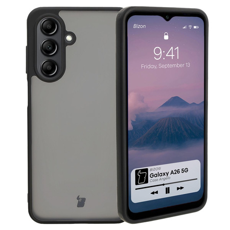 Etui Bizon Case Angelo do Galaxy A26 5G, półprzezroczyste z czarną ramką