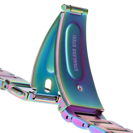 Pasek ze stali nierdzewnej Bizon Strap Watch Aura do Galaxy Watch FE/7/6/6 Classic/5/5 Pro/4/4 Classic, tęczowy