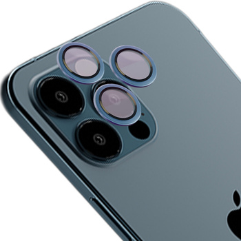 Szkło na aparat z aplikatorem Bizon Glass Snap Lens do iPhone 12 Pro Max, 1 zestaw, morska ramka