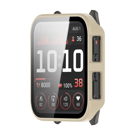 Etui ze szkłem do zegarka Bizon Case+Glass Watch do Garmin Venu X1, beżowe