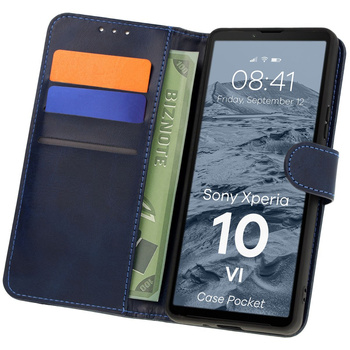 Etui z klapką Bizon Case Pocket do Sony Xperia 10 VI, granatowe