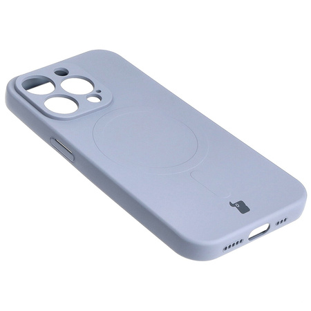 Etui silikonowe z pierścieniem magnetycznym Bizon Case Silicone Magnetic do iPhone 15 Pro, szare