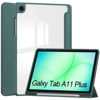 Etui z klapką Bizon Case Tab Clear Matt do Galaxy Tab A11 Plus / A9 Plus, ciemnozielone