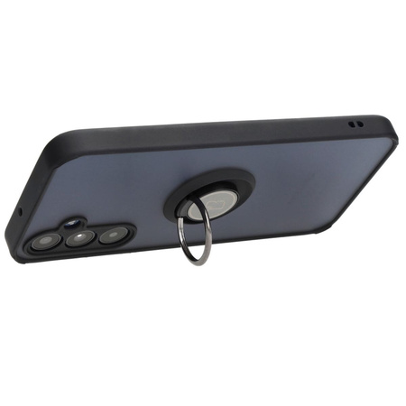 Etui z uchwytem na palec Bizon Case Hybrid Ring do Galaxy A25 5G, przydymione z czarną ramką