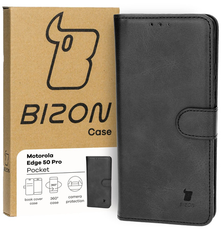 Etui z klapką Bizon Case Pocket do Motorola Edge 50 Pro, czarne