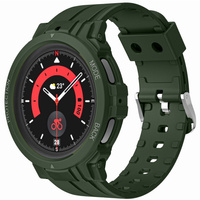 Etui z paskiem Bizon Strap + Case Watch Action Pro do Galaxy Watch 5 Pro 45 mm, ciemnozielone