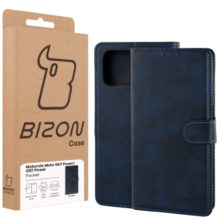 Etui z klapką Bizon Case Pocket do Motorola Moto G57 Power / G67 Power, granatowe