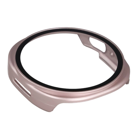 Etui ze szkłem do zegarka Bizon Case Watch Adamo do Samsung Galaxy Watch 8 44 mm, satynowe różowe