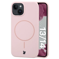 Silikonowe etui z pierścieniem magnetycznym Bizon Soft Case Magnetic do iPhone 14/13, jasnoróżowe