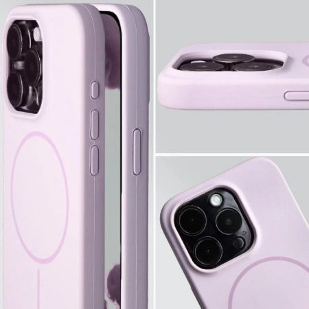 Silikonowe etui z pierścieniem magnetycznym Bizon Soft Case Magnetic do iPhone 15 Pro, jasnofioletowe