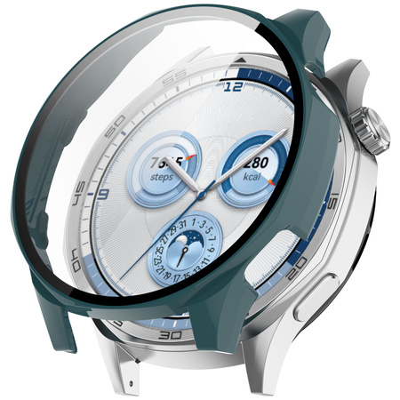 Etui ze szkłem do zegarka Bizon Case Watch Adamo do Huawei Watch GT 5 46 mm, zielone