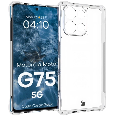Elastyczne etui + 2x folia na ekran Bizon Case Clear Pack do Motorola Moto G75 5G