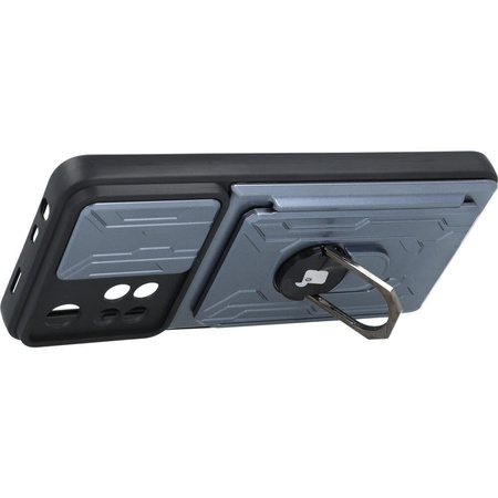 Etui Bizon Case Camshield Card Slot Ring do Xiaomi Redmi Note 11 Pro+ 5G, szare