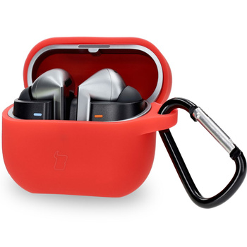 Silikonowe etui z karabińczykiem Bizon Case Headphone Silicone do Galaxy Buds 3/3 Pro/3 FE, czerwone