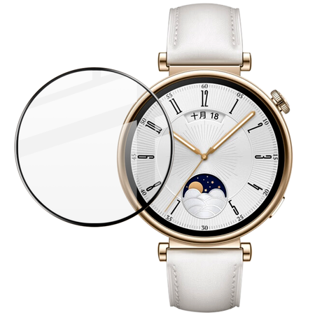 Szkło hybrydowe Bizon Glass Watch Edge Hybrid dla Huawei Watch GT 4 41 mm, czarne