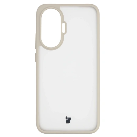 Etui Bizon Case Angelo do Xiaomi POCO F7, półprzezroczyste z beżową ramką