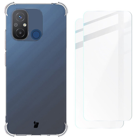 Etui + 2x szkło Bizon Case Clear Pack do Xiaomi Redmi 12C, przezroczyste