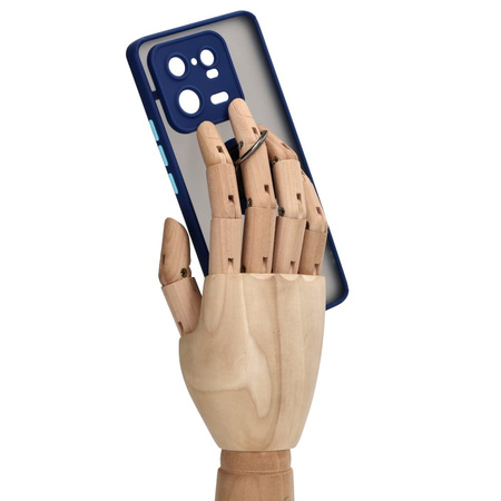 Etui z uchwytem na palec Bizon Case Hybrid Ring do Xiaomi 13 Pro, przydymione z granatową ramką