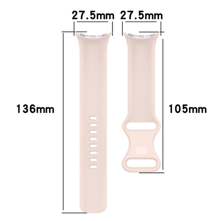 Silikonowy pasek Bizon Strap Watch Silicone S do Google Pixel Watch 3/Watch 2/Watch 1 41mm, jasnoróżowy