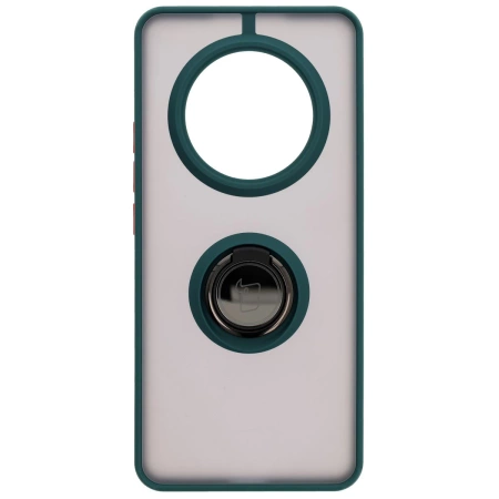 Etui z uchwytem na palec Bizon Case Hybrid Ring do Realme 14 Pro 5G, przydymione z ciemnozieloną ramką