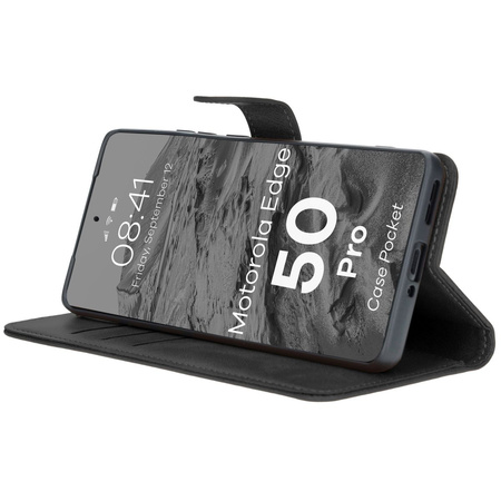Etui z klapką Bizon Case Pocket do Motorola Edge 50 Pro, czarne