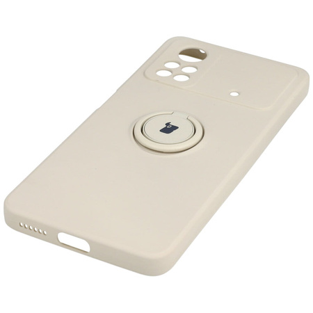 Etui Bizon Case Silicone Ring do Xiaomi Poco X4 Pro 5G, beżowe