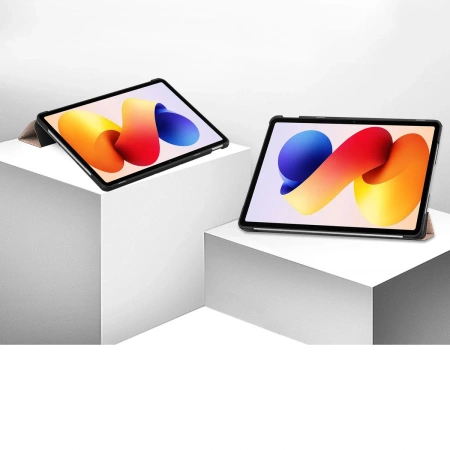 Etui z klapką Bizon Case Tab Croc do Xiaomi POCO Pad M1 / Redmi Pad 2 Pro, różowozłote