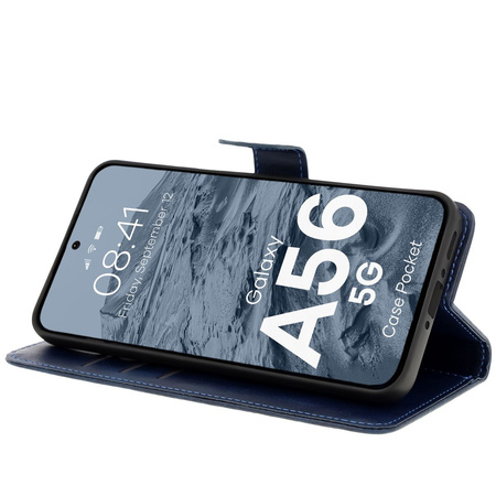 Etui z klapką Bizon Case Pocket do Galaxy A56 5G, granatowe