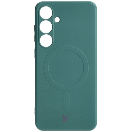 Etui Bizon Case Silicone Magnetic Sq do Galaxy S24 Plus, ciemnozielone