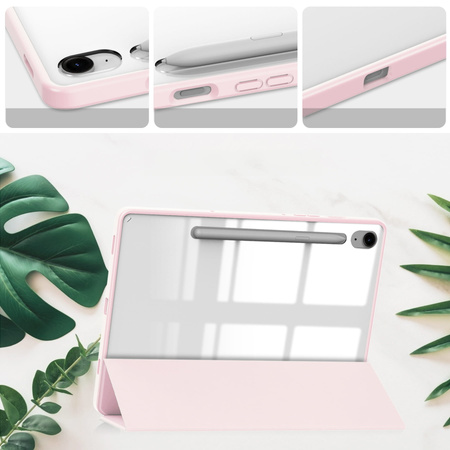 Etui Bizon Case Tab Clear Matt do Galaxy Tab S10 Lite / S10 FE / S9 / S9 FE, jasnoróżowe
