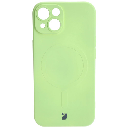Etui silikonowe z pierścieniem magnetycznym Bizon Case Silicone Magnetic do iPhone 14, jasnozielone