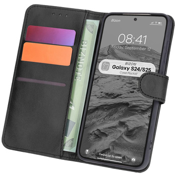 Etui z klapką Bizon Case Pocket do Galaxy S24, czarne