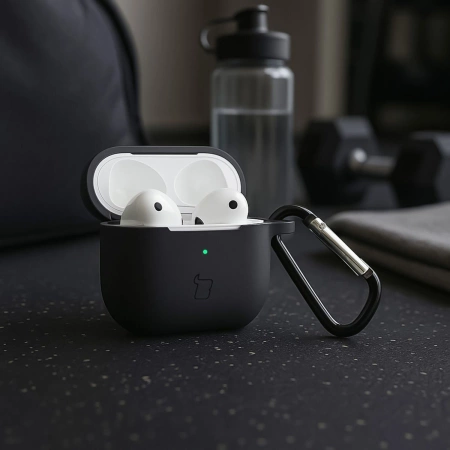 Silikonowe etui z karabińczykiem Bizon Case Headphone Silicone do AirPods 3, czarne
