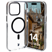 Etui z pierścieniem magnetycznym Bizon Case Marco do iPhone 14 Pro Max, przezroczyste z czarną ramką