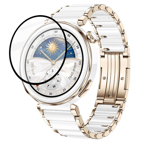 Szkło hybrydowe Bizon Glass Watch Edge Hybrid dla Huawei Watch GT 5 Pro 42 mm, czarne