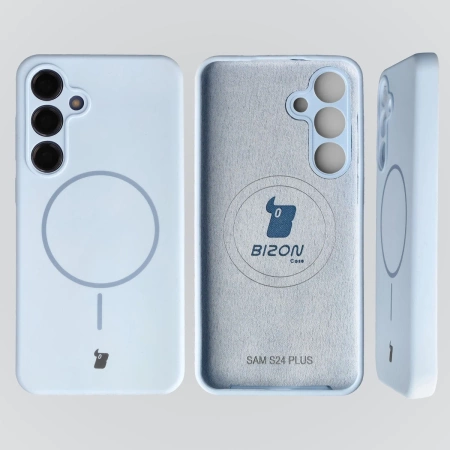 Silikonowe etui z pierścieniem magnetycznym Bizon Soft Case Magnetic do Galaxy S24 Plus, błękitne
