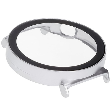 Etui ze szkłem do zegarka Bizon Case Watch Adamo do Huawei Watch GT 5 41 mm, satynowo srebrne