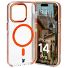Etui z pierścieniem magnetycznym Bizon Case Marco do iPhone 14 Pro, przezroczyste z pomarańczową ramką