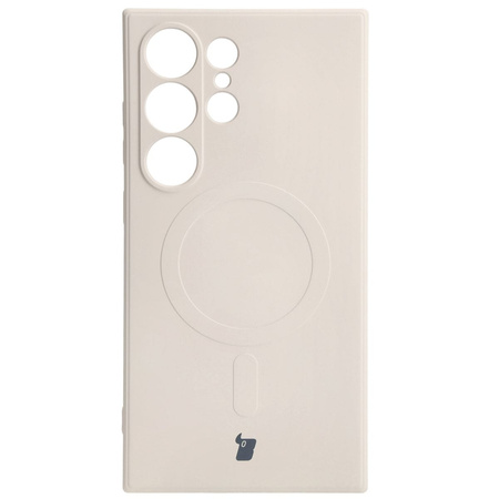 Etui Bizon Case Silicone Magnetic Sq do Galaxy S24 Ultra, beżowe
