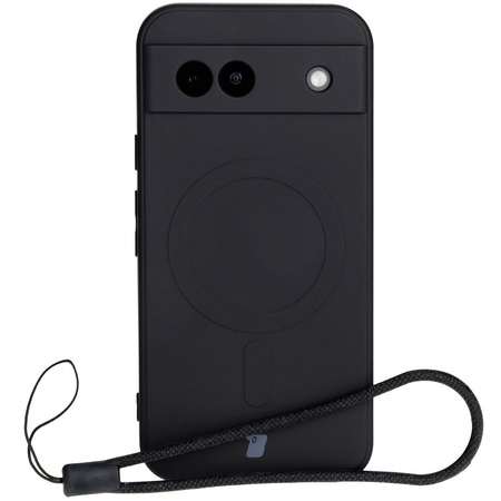 Silikonowe etui z pierścieniem magnetycznym Bizon Case Silicone Magnetic Sq do Google Pixel 8a, czarne
