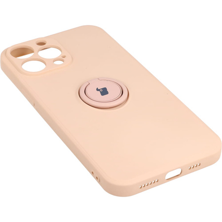 Etui Bizon Case Silicone Ring do iPhone 13 Pro Max, jasnoróżowe