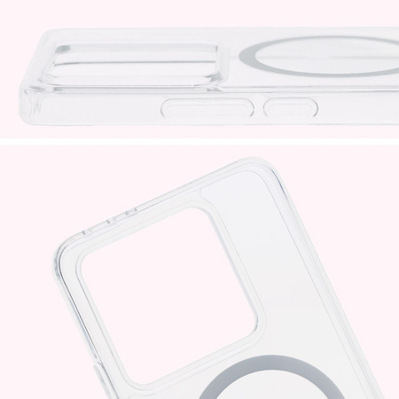 Etui z pierścieniem magnetycznym Bizon Case CrystalO do Xiaomi 14T, przezroczyste