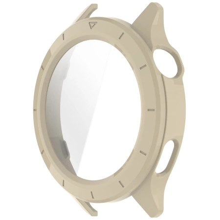 Etui ze szkłem do zegarka Bizon Case Watch Adamo do Xiaomi Watch S4, beżowe