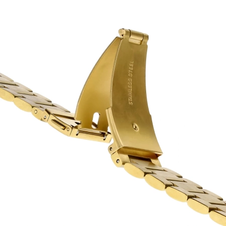 Pasek ze stali nierdzewnej Bizon Strap Watch Aura do Samsung Galaxy Watch 8 40 mm / 44 mm / 8 Classic 46 mm, złoty