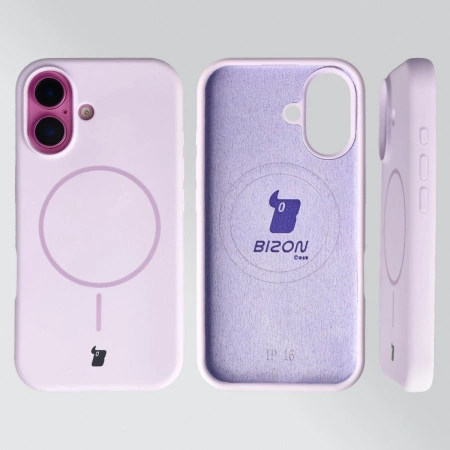 Silikonowe etui z pierścieniem magnetycznym Bizon Soft Case Magnetic do iPhone 16, jasnofioletowe