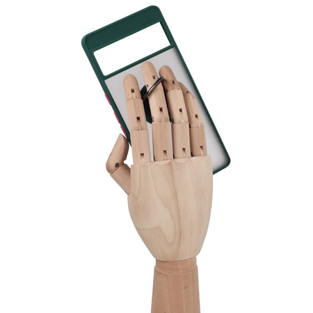 Etui z uchwytem na palec Bizon Case Hybrid Ring do Google Pixel 7 Pro, przydymione z ciemnozieloną ramką
