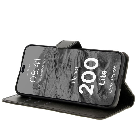 Etui z klapką Bizon Case Pocket do Honor 200 Lite, czarne
