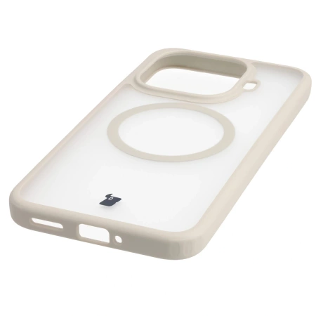 Etui z pierścieniem magnetycznym Bizon Case MatteO do Xiaomi 15T Pro, przydymione-beżowe